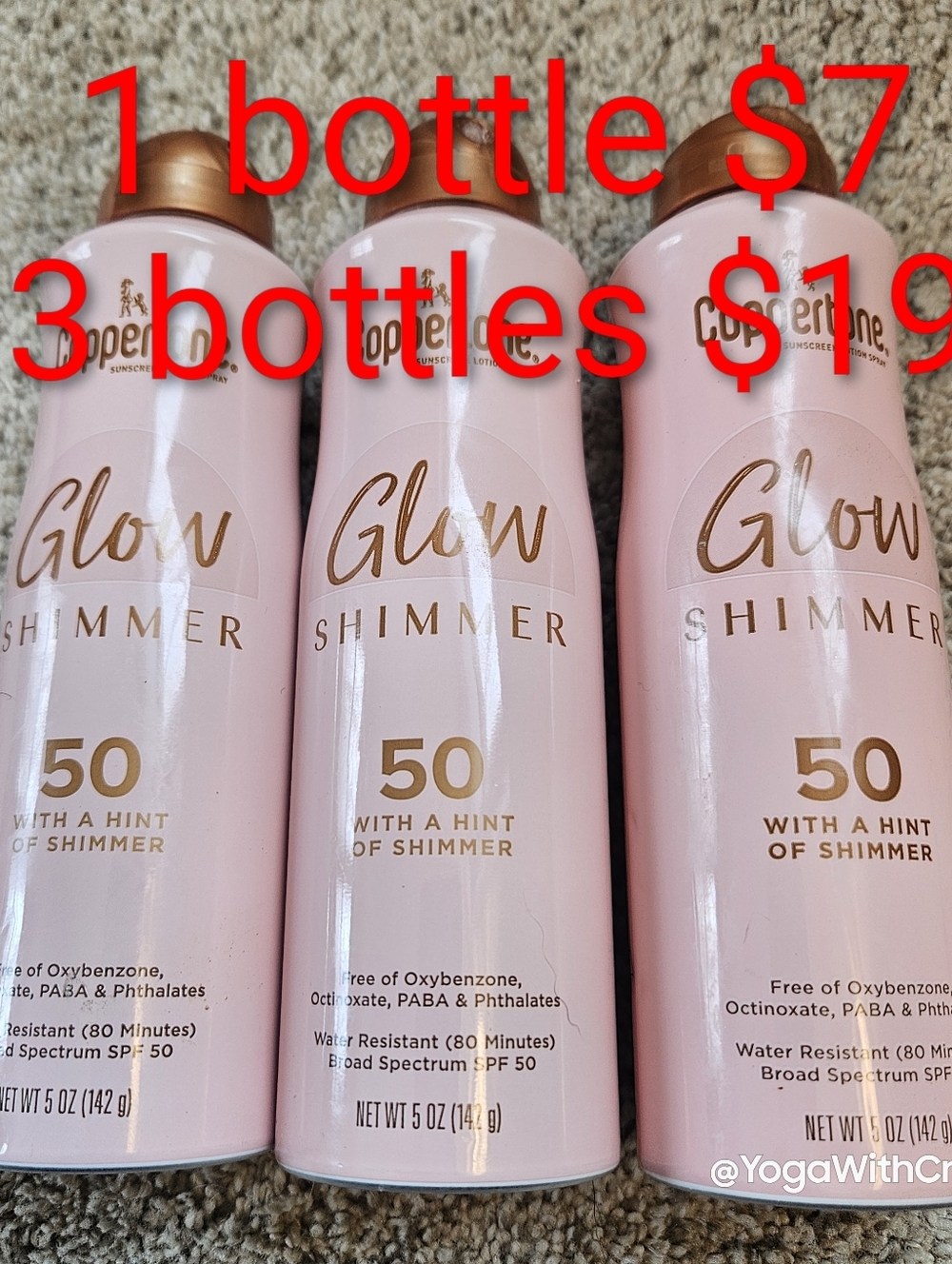 SPF 50 Glow Shimmer Coppertone broad spectrum sunscreen spray - Picture 6 of 7